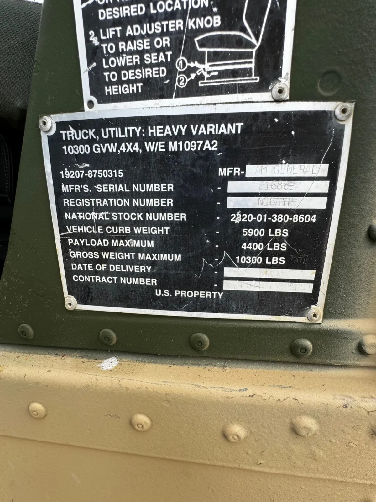 2004 Hmmwv, Humvee Am General 1097a2 6.5 NON Turbo 4 Speed Trans w/OD