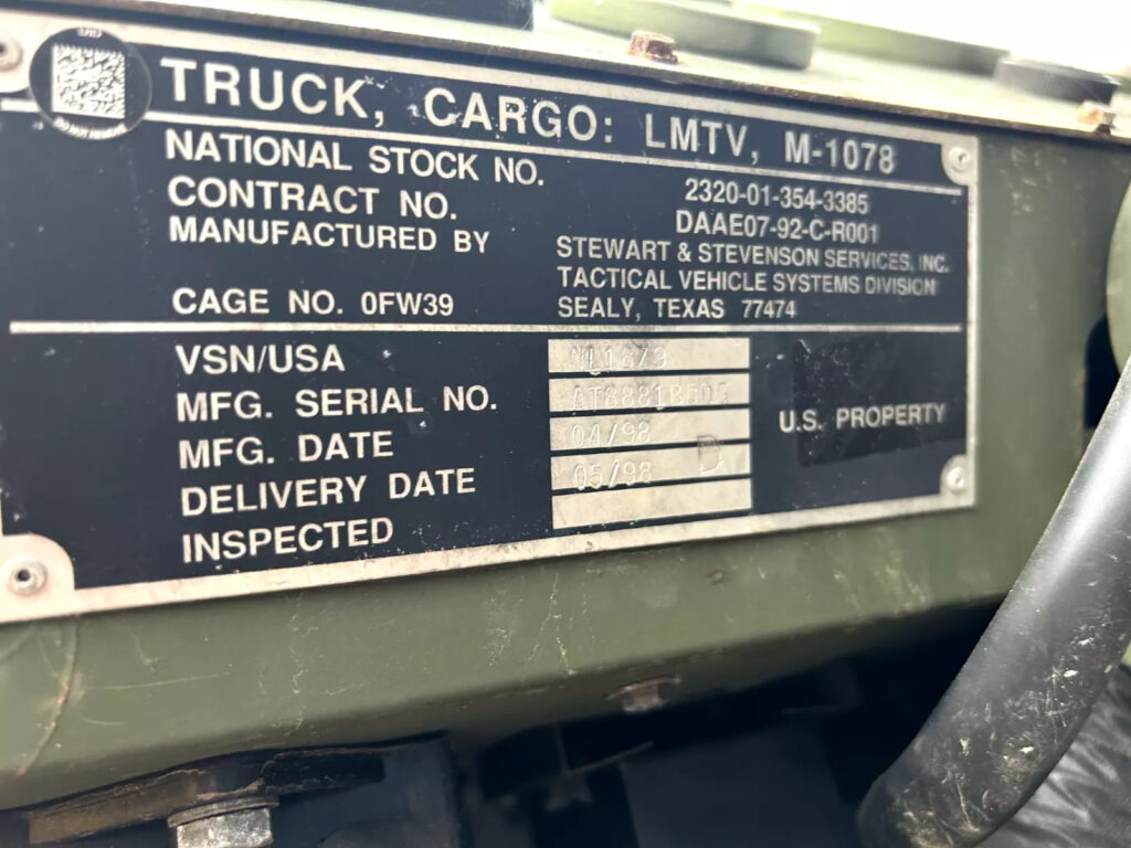 1998 Stewart & Stevenson M1078 A1 LMTV FMTV Military Truck CAT 3116 Diesel