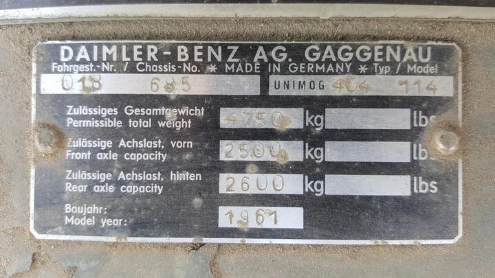1961 Unimog 404 114 Military Truck