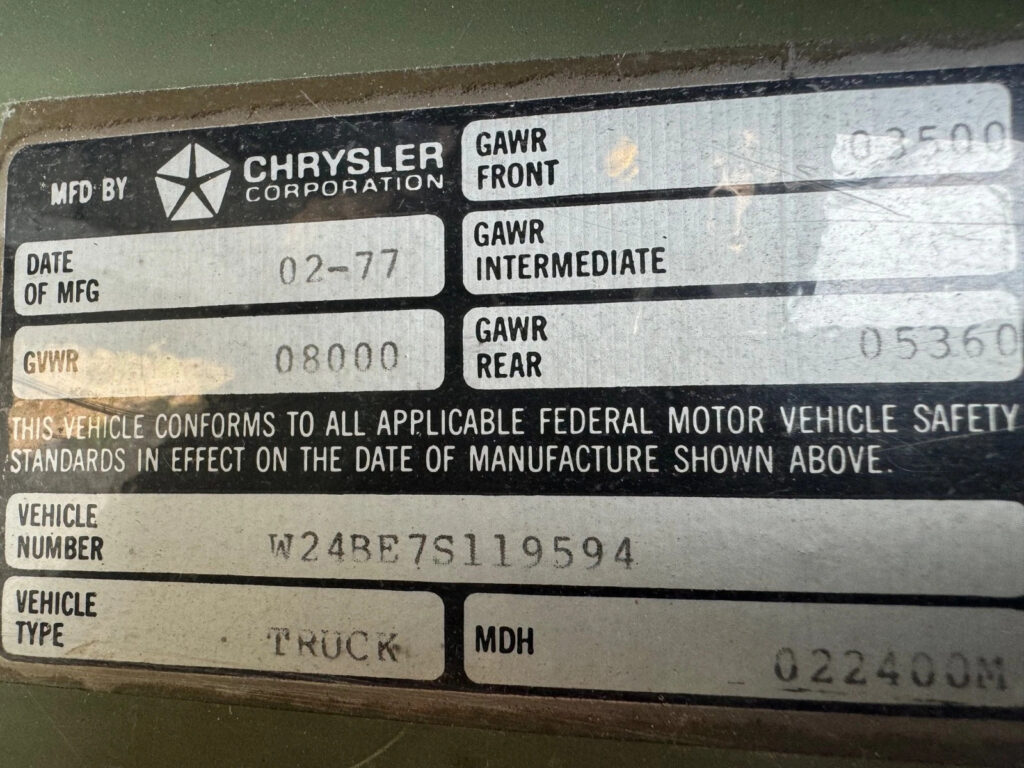 1977 Dodge M884 Military Truck