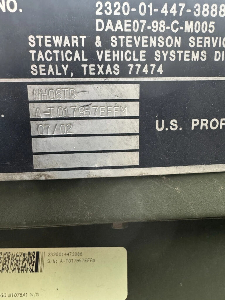 2002 M1078 A1 Military Truck