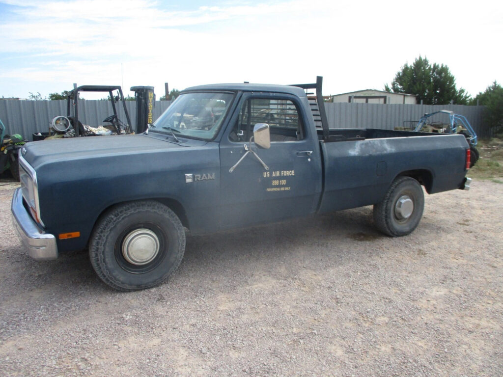1989 1st Gen Dodge D250 3/4-Ton Pickup Truck, Ex- USAF Air Force, Runs Good, V8