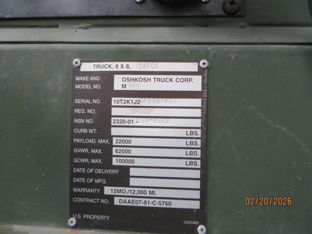 1989 M985 8×8 Hemtt by Oshkosh Military Overhaul in 2006, runs Perfect Titled