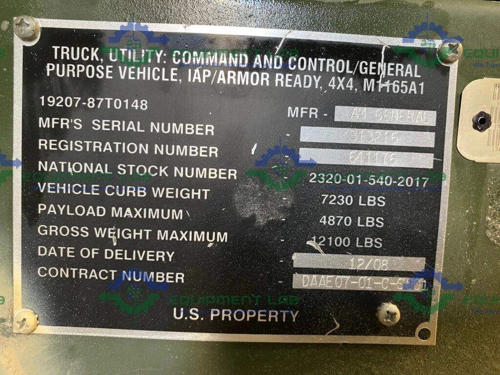 2009 Am General Hummer Special Ops Tactical Vehicle 3000 Miles – Dent on Roof