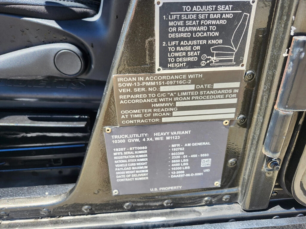 Am General Hummer H1 Humvee Hmmwv M1123